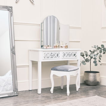 White Mirrored Console Table / Dressing Table - Sabrina White Range