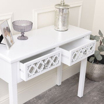 White Mirrored Console Table / Dressing Table - Sabrina White Range