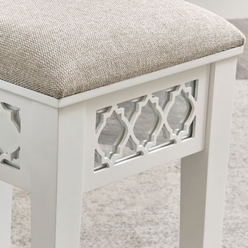 White Mirrored Stool - Sabrina White Range