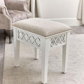 White Mirrored Stool - Sabrina White Range