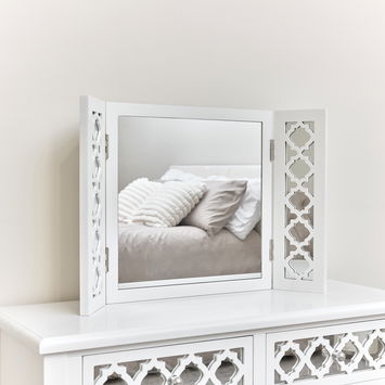 White Mirrored Triple Mirror - Sabrina White Range