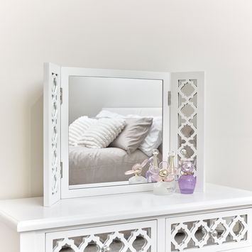 White Mirrored Triple Mirror - Sabrina White Range