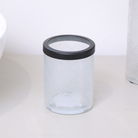 White Patterned Glass Bathroom Tumbler with Black Rim