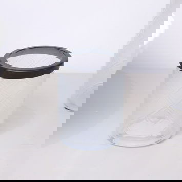 White Patterned Glass Bathroom Tumbler with Black Rim