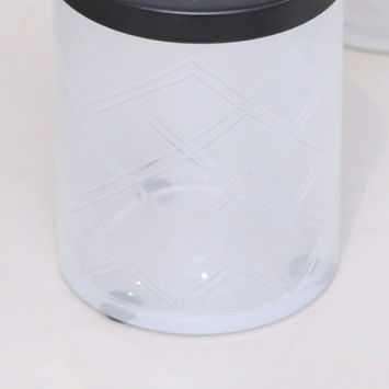 White Patterned Glass Bathroom Tumbler with Black Rim