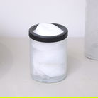 White Patterned Glass Bathroom Tumbler with Black Rim