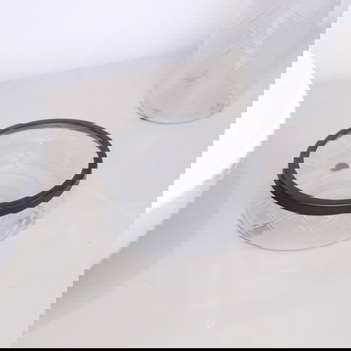 White Patterned Glass Soap Dish with Black Rim   