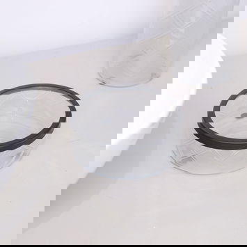 White Patterned Glass Soap Dish with Black Rim