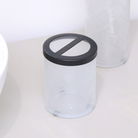 White Patterned Glass Toothbrush Holder with Black Rim