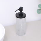 White Patterned Soap Dispenser with Black Rim