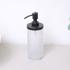 White Patterned Soap Dispenser with Black Rim