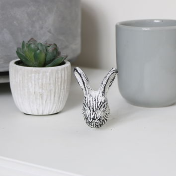 White Rabbit Head Drawer Knob