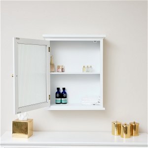 White Reeded Glass Fronted Wall Cabinet