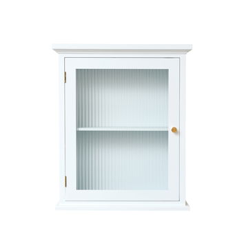 White Reeded Glass Fronted Wall Cabinet