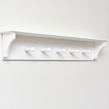 White Wall Shelf with Hooks