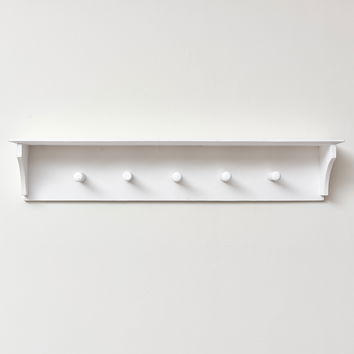 White Wall Shelf with Hooks