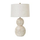 White Wash Wicker Globe Table Lamp With Linen Shade