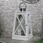 White Washed Wooden Lantern Style Table Lamp