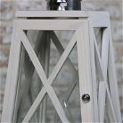 White Washed Wooden Lantern Style Table Lamp