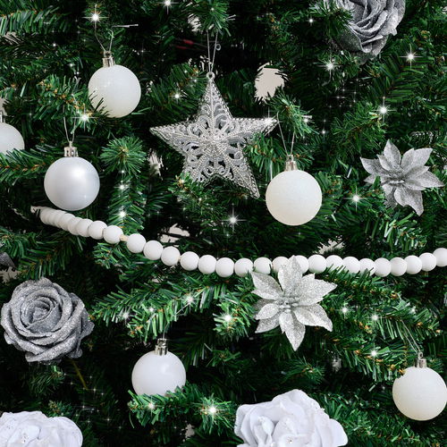 White Wooden Ball Garland - 150cm