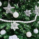 White Wooden Ball Garland - 150cm