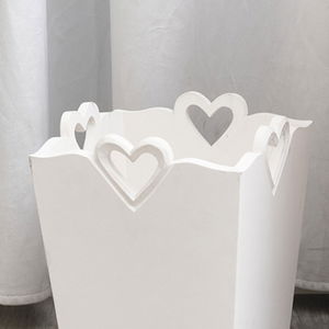 White Wooden Bin With Heart Cut Out