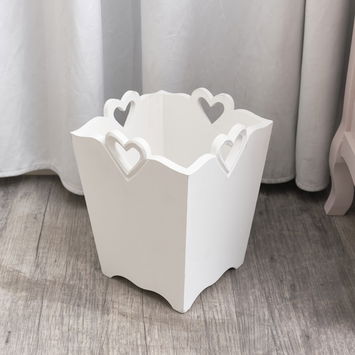 White Wooden Bin With Heart Cut Out