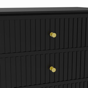 Wide 3 Drawer Chest of Drawers and Pair of Bedside Tables - Hales Black Range