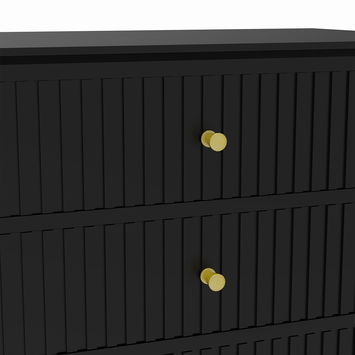 Wide 3 Drawer Chest of Drawers and Pair of Bedside Tables - Hales Black Range
