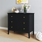 Wide 3 Drawer Chest of Drawers and Pair of Bedside Tables - Hales Black Range