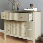 Wide 3 Drawer Chest of Drawers and Pair of Bedside Tables - Hales Taupe Range