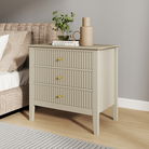 Wide 3 Drawer Chest of Drawers and Pair of Bedside Tables - Hales Taupe Range