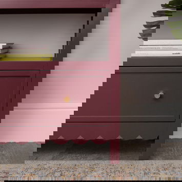 Wine Red Scalloped Storage Sideboard with One Drawer and Shelving - Staunton Wine Red Range