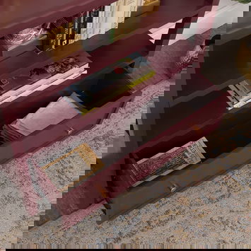 Wine Red Scalloped Storage Sideboard with One Drawer and Shelving - Staunton Wine Red Range