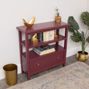Wine Red Scalloped Storage Sideboard with One Drawer and Shelving - Staunton Wine Red Range