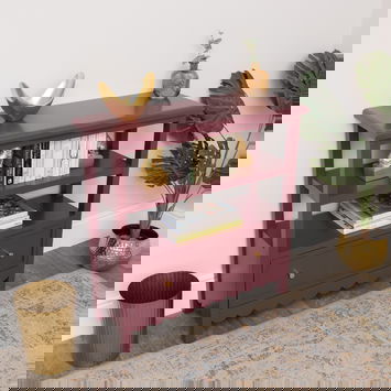 Wine Red Scalloped Storage Sideboard with One Drawer and Shelving - Staunton Wine Red Range