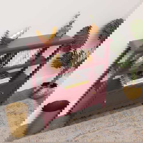 Wine Red Scalloped Storage Sideboard with One Drawer and Shelving - Staunton Wine Red Range