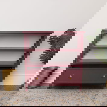 Wine Red Scalloped Storage Sideboard with One Drawer and Shelving - Staunton Wine Red Range