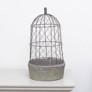Wire Dome Black Stone Planter Pot/Bird Cage - 46cm