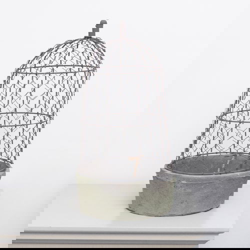 Wire Dome Black Stone Planter Pot/Bird Cage - 46cm