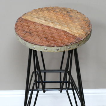 Wood and Black Bar Stool