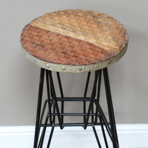 Wood and Black Bar Stool