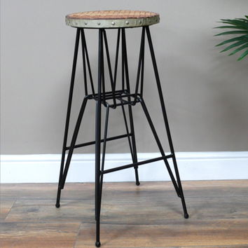 Wood and Black Bar Stool