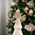 Wooden Christmas Tree Ornament with Gold Glitter Star - 28cm