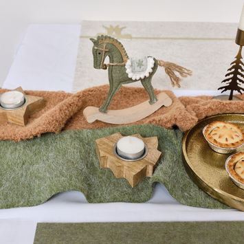 Wooden Christmas Tree Shaped Tealight Holder - 10cm