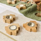 Wooden Christmas Tree Shaped Tealight Holder - 10cm