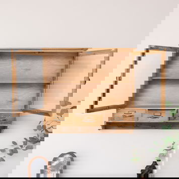 Wooden Glass Wall Cabinet