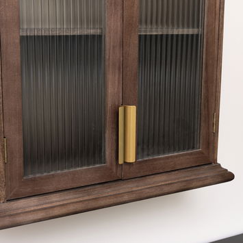 Wooden Reeded Glass Wall Cabinet