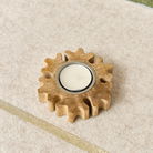 Wooden Snowflake Shaped Tealight Holder - 10cm