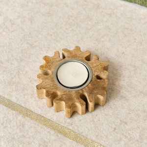 Wooden Snowflake Shaped Tealight Holder - 10cm Wooden Snowflake Shaped Tealight Holder - 10cm
